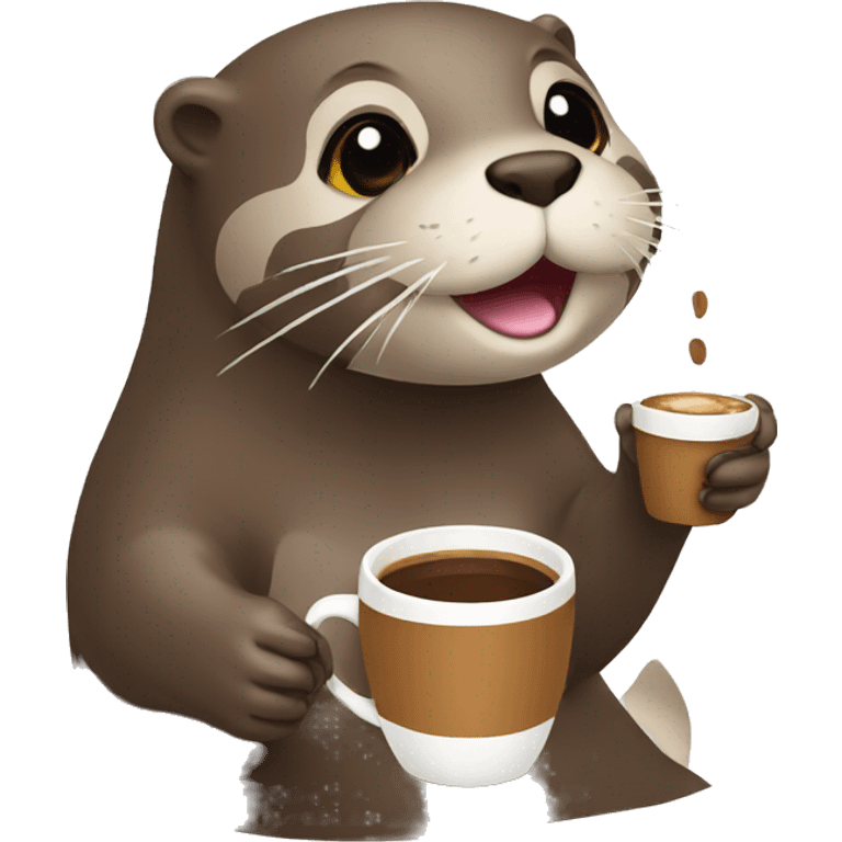 otter drinking coffee emoji