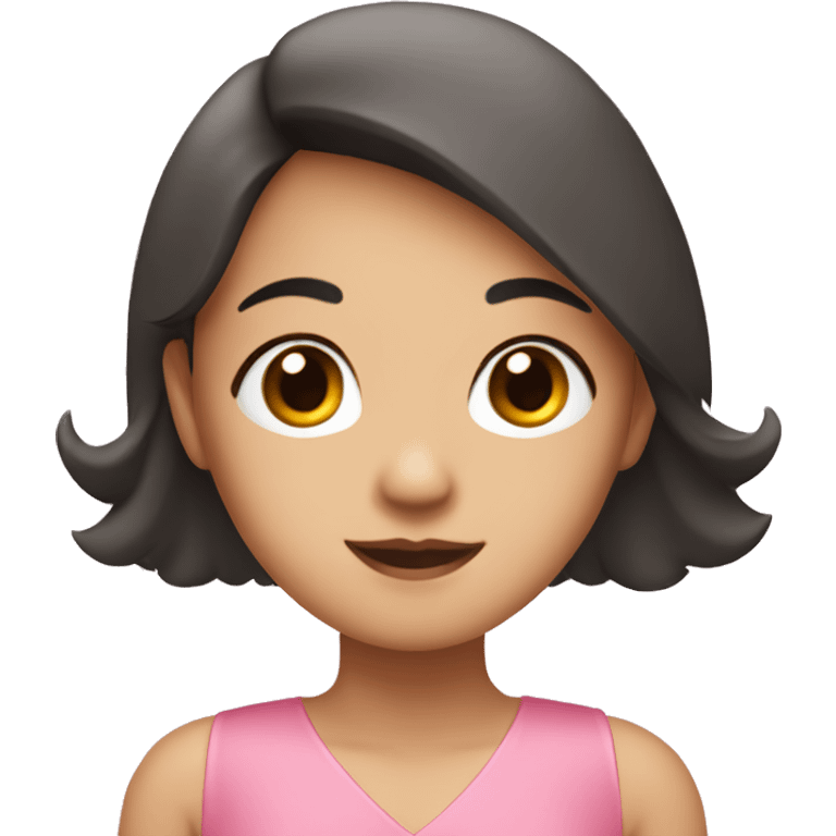 Asian girl wearing a pink dress with a sweetheart neckline emoji