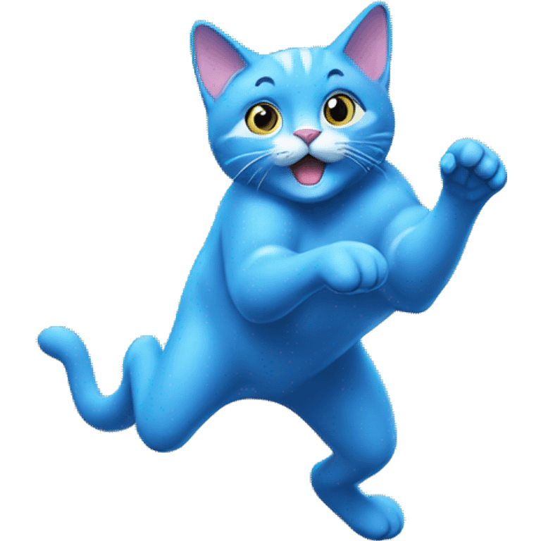 The blue atomic cat jumps to full height emoji