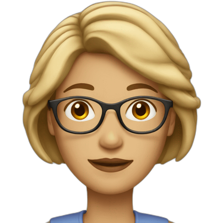 a woman with fair bob hairstyle and glasses emoji