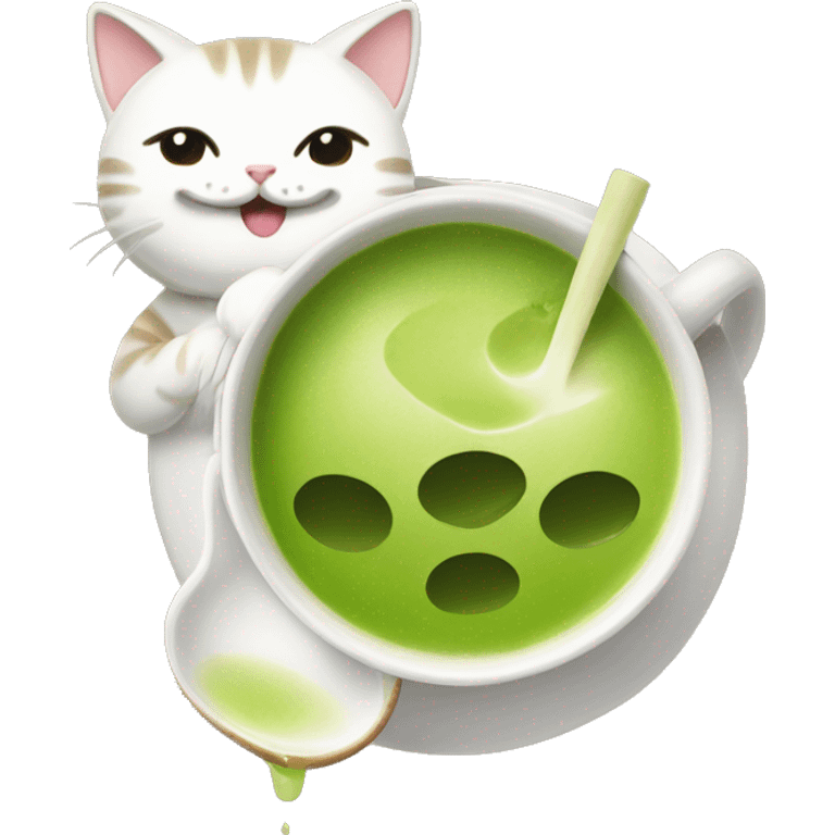 a cat drinking matcha  emoji