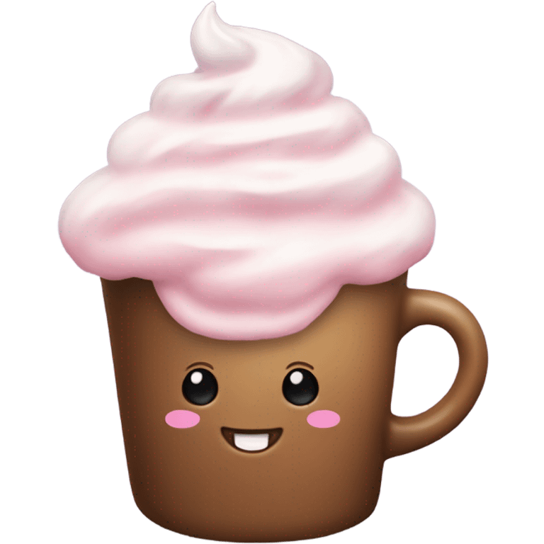 Coffee with pink whipped cream emoji