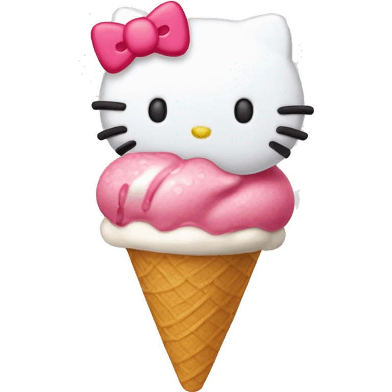 Hello kitty eating ice cream emoji