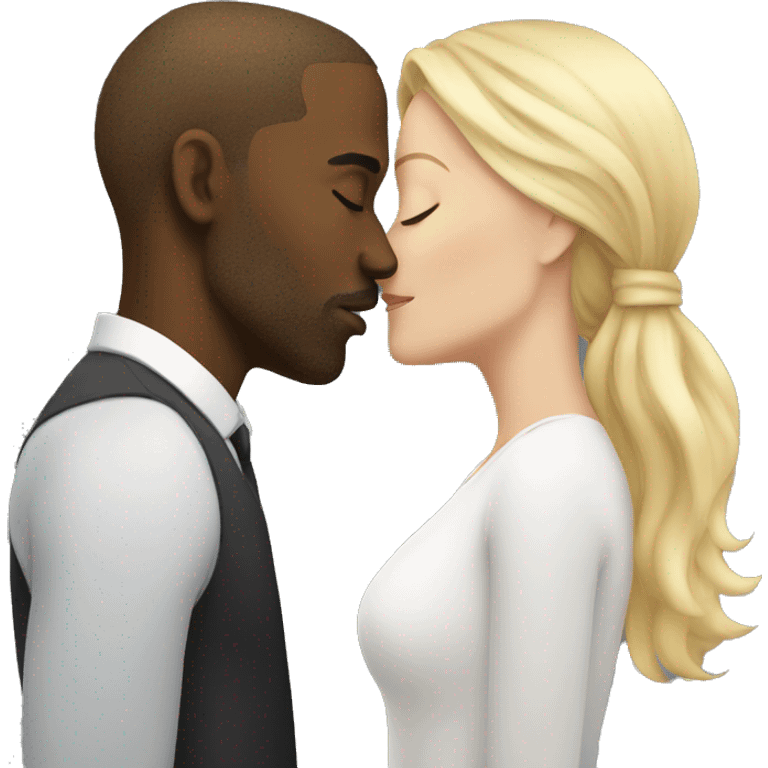 Black man kiss white blonde woman  emoji