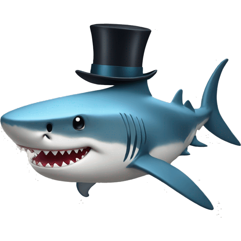 Shark with a top hat emoji