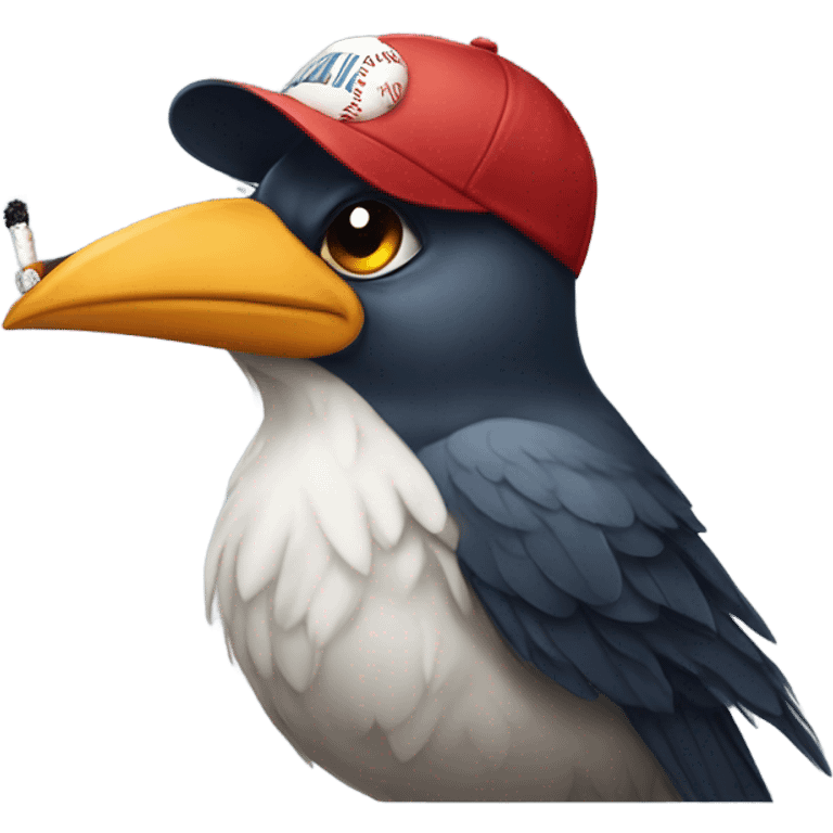 bird waring a backwards hat and smoking  emoji