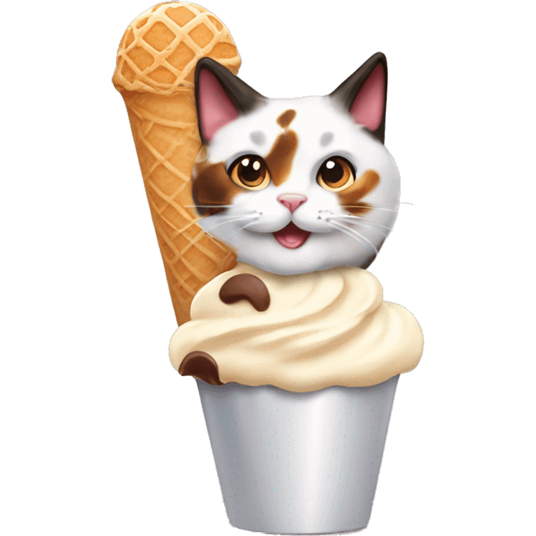 Icecream with calico cat emoji