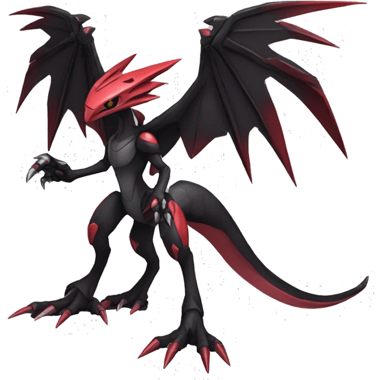  Cool Edgy Futuristic Black Red Digimon-Fakemon-Raptor-Genesect-Reptile full body emoji