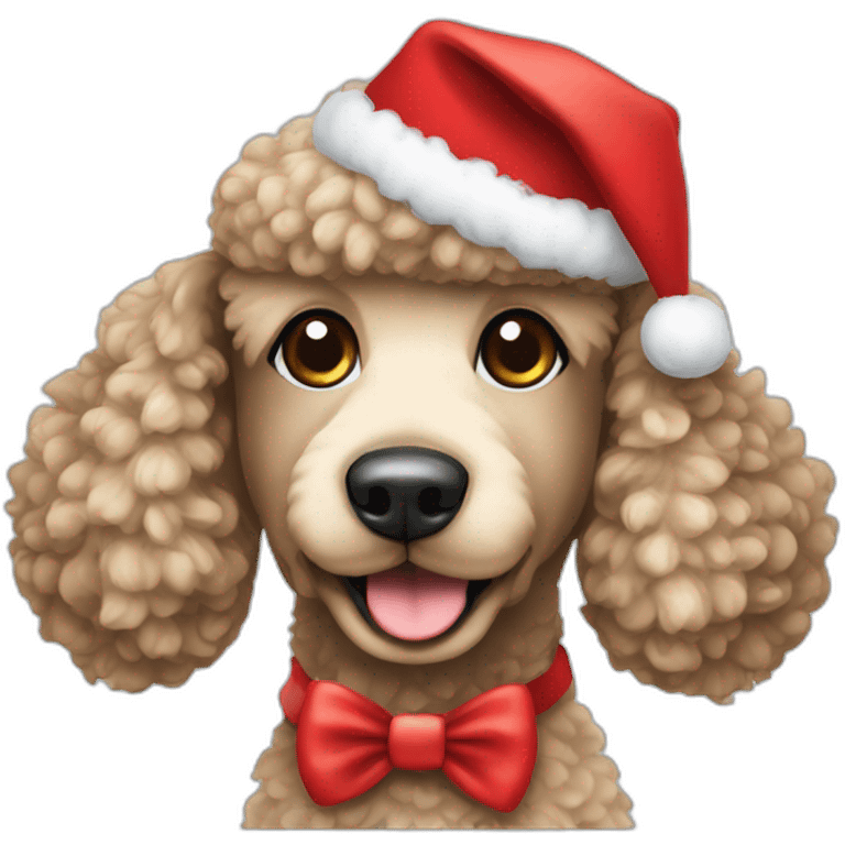 Poodle toy with Christmas hat emoji