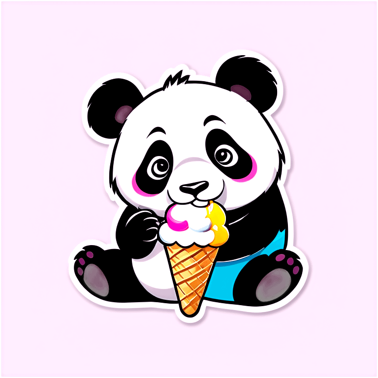 Panda eating ice cream emoji