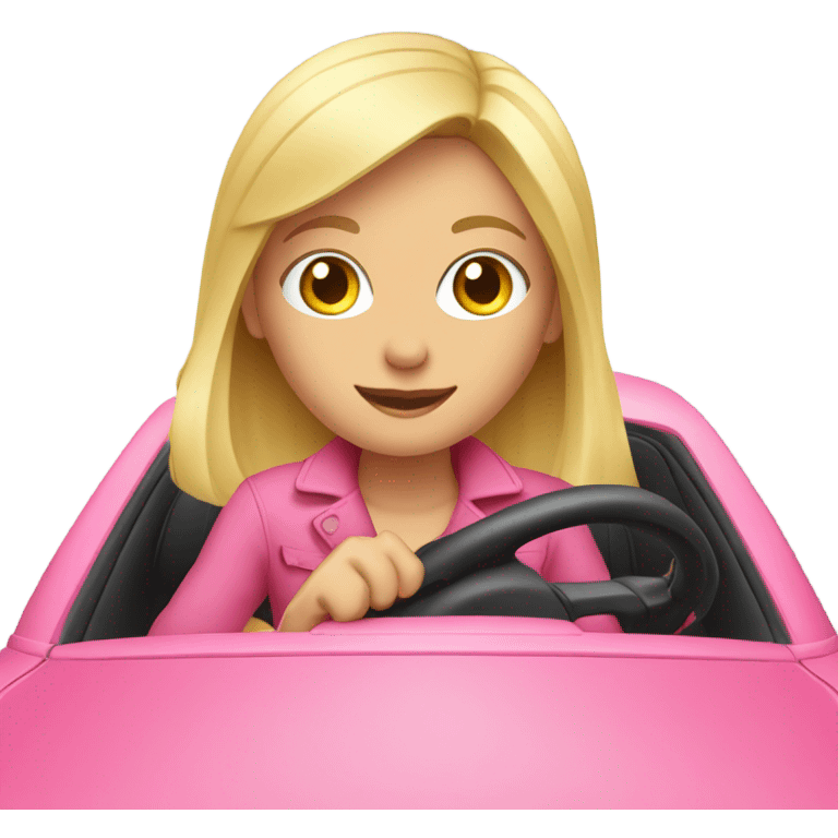 Blonde girl driving pink car  emoji