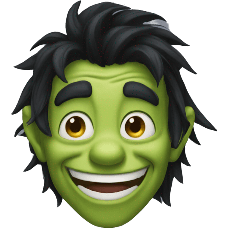 goblin dark long dark hair goofy smile emoji