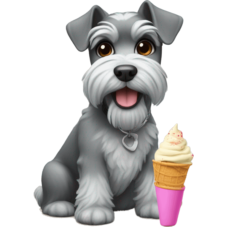 Schnauzer is eating ice cream emoji