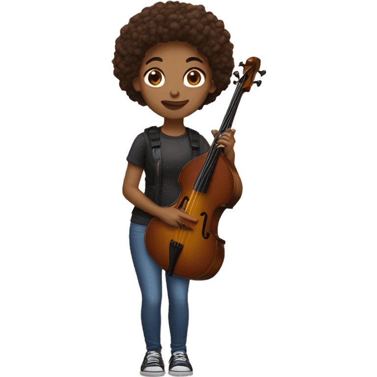 Girl with a Bass and brown hair emoji