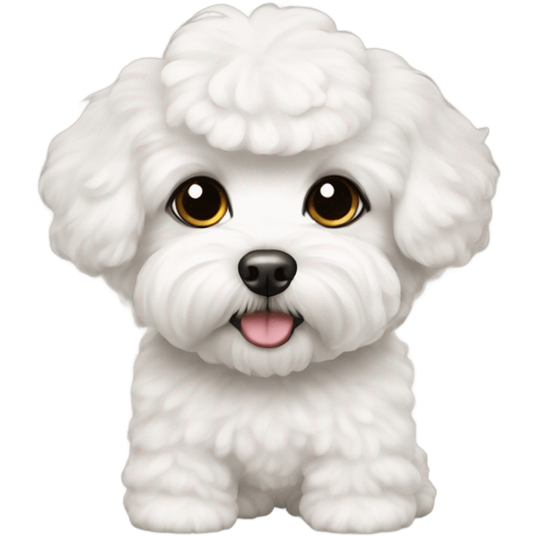 White maltipoo with long ear haircut  emoji