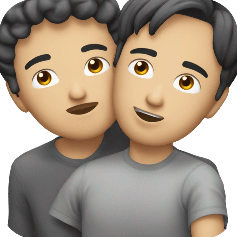 Gay asian guy kissing whie guy emoji