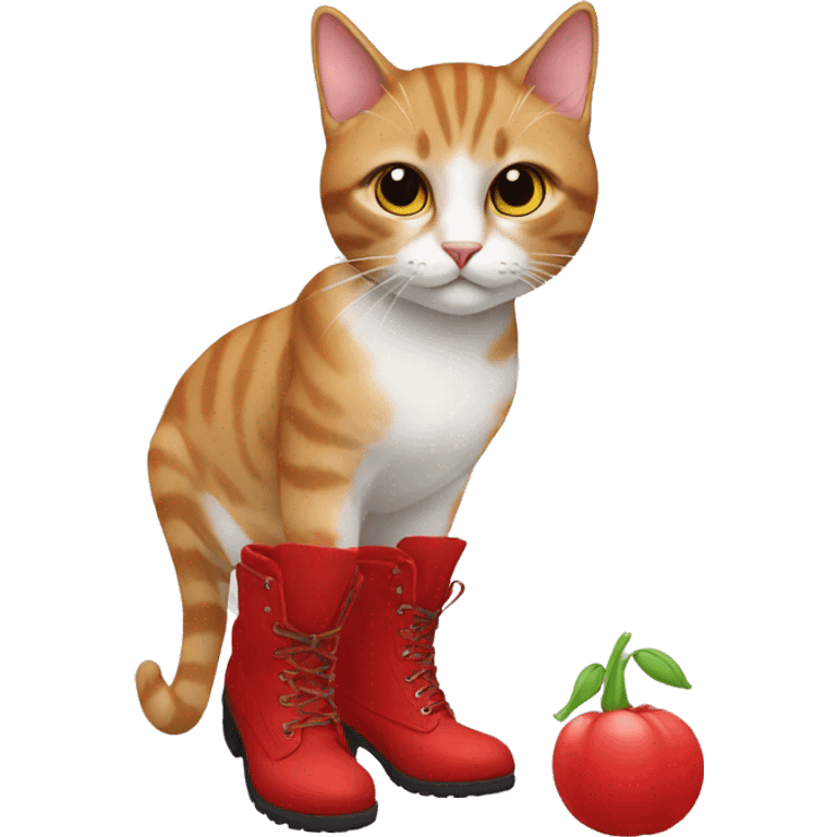 Cat wearing red boots emoji