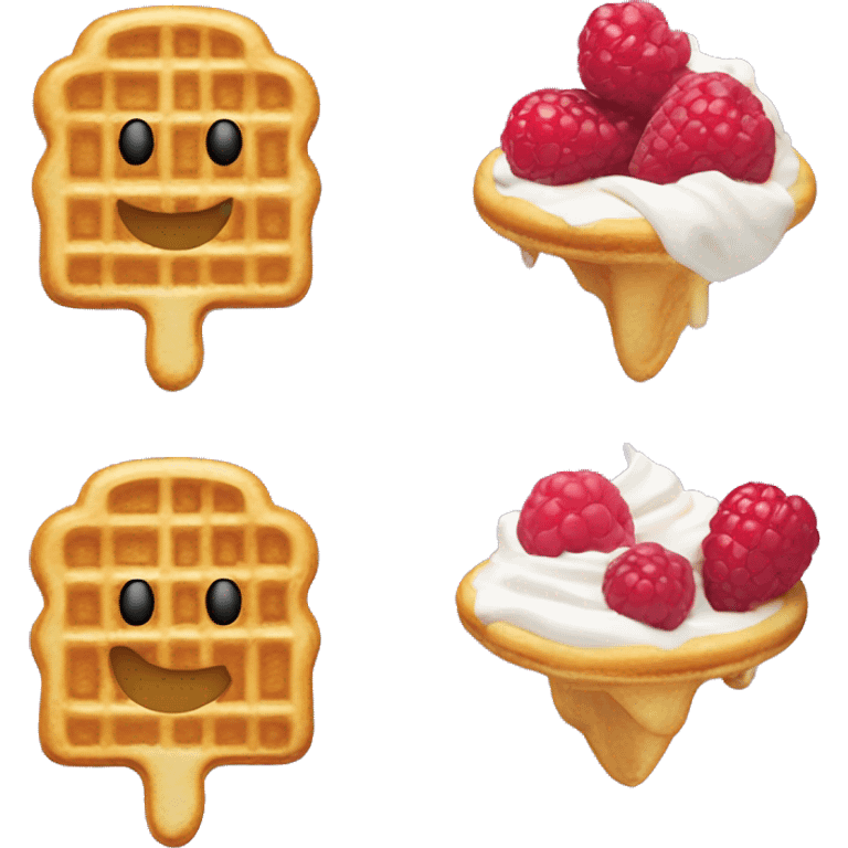 Waffle with chantilly and raspeberry emoji