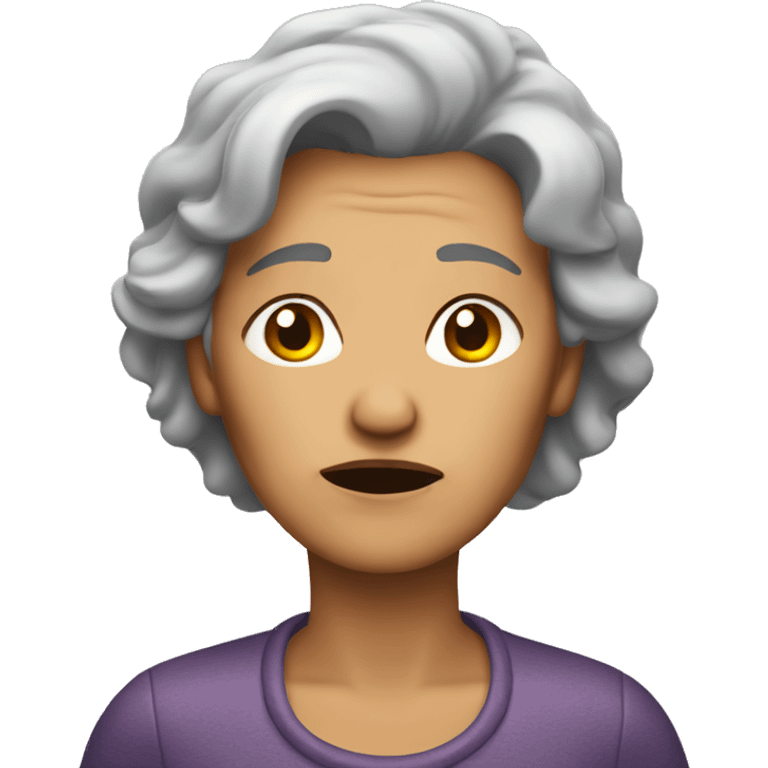 dismayed older woman gray hair emoji