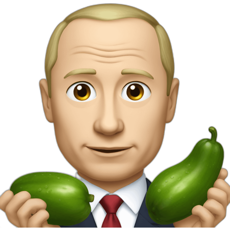 Putin com um pepino na boca emoji