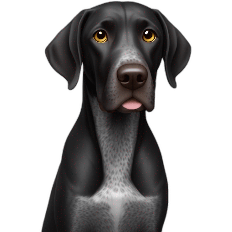 black german shorthair pointer, full black head, without white on the head, with white hair on the snout emoji