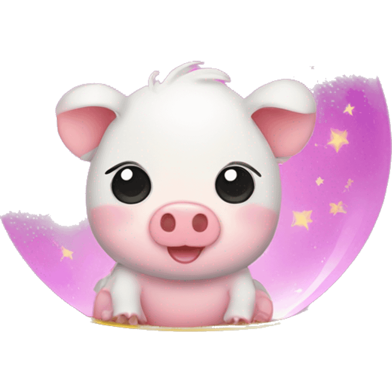 Kawaii colorful baby hog in a glitter globe emoji