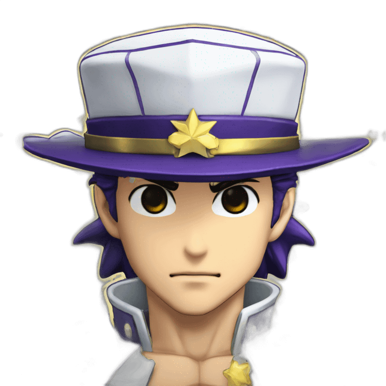 Jotaro kujo white cap and star platinum behind emoji