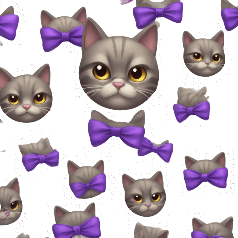 cat angry with purple bow emoji