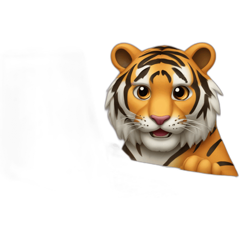 A tiger on a laptop with an "AVEX" sticker emoji