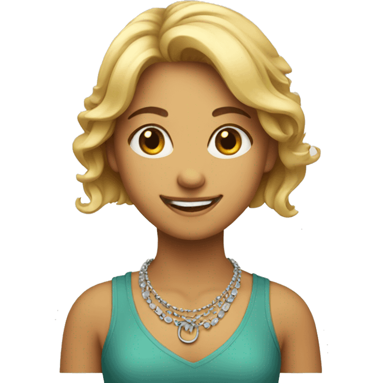 smiling girl with necklace emoji