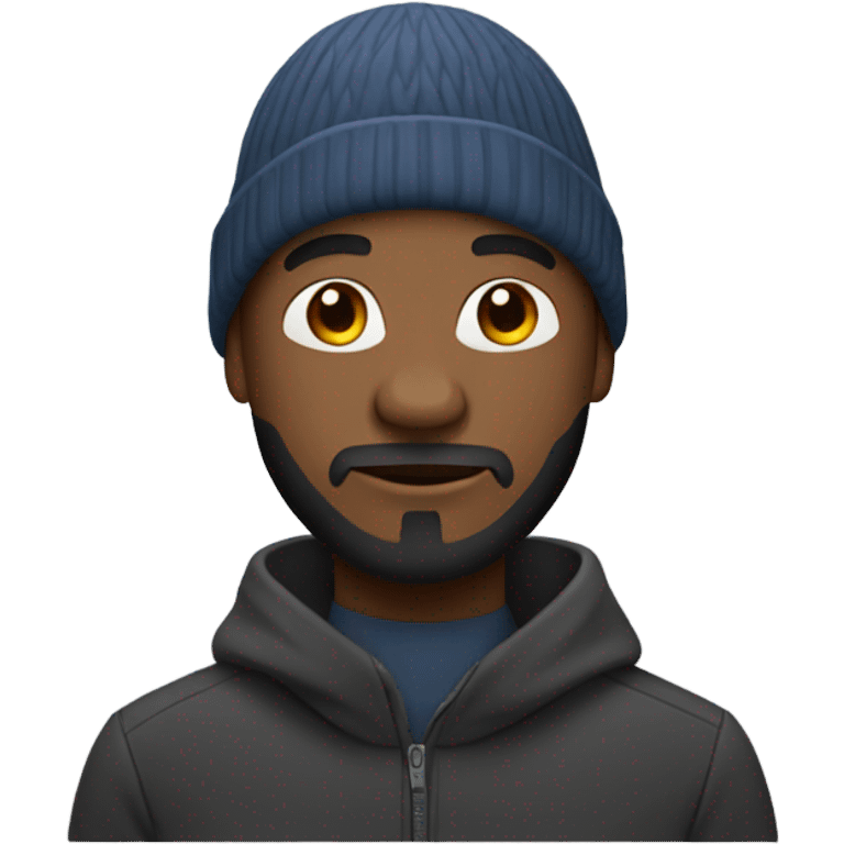 Bald black man with a beard and beanie emoji