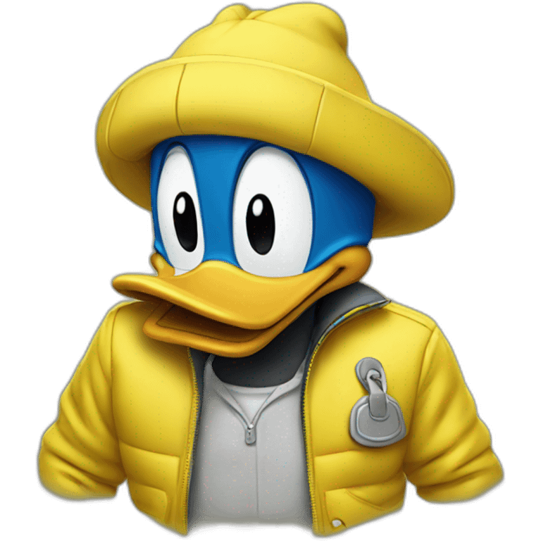 donald duck wearing yellow jacket emoji