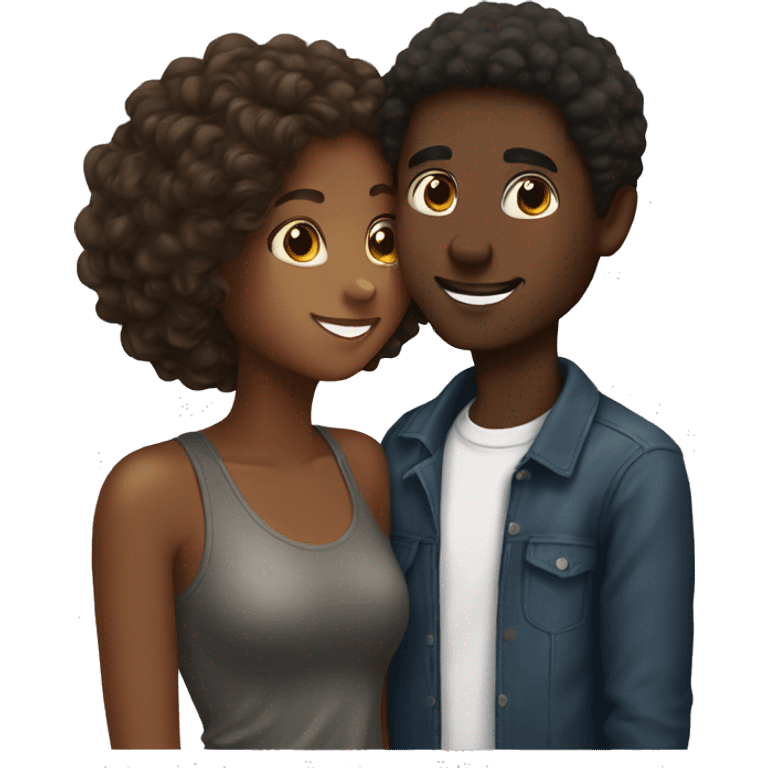 Best friends kissing man is black girl has brown hair emoji