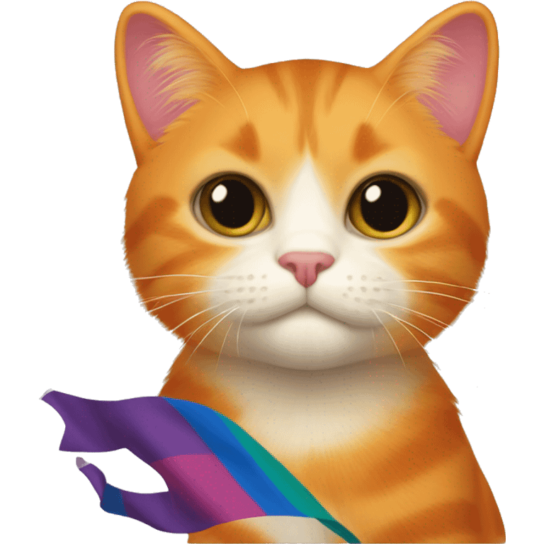 Orange cat holding the “bear” pride flag emoji