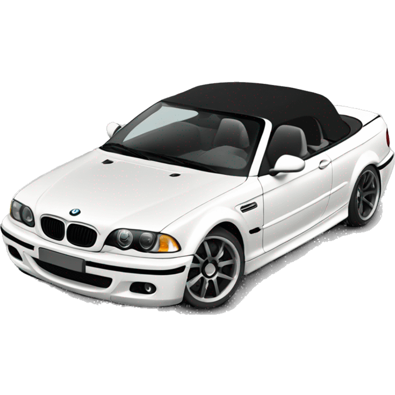 E46 convertible with black and white seats and black rims emoji