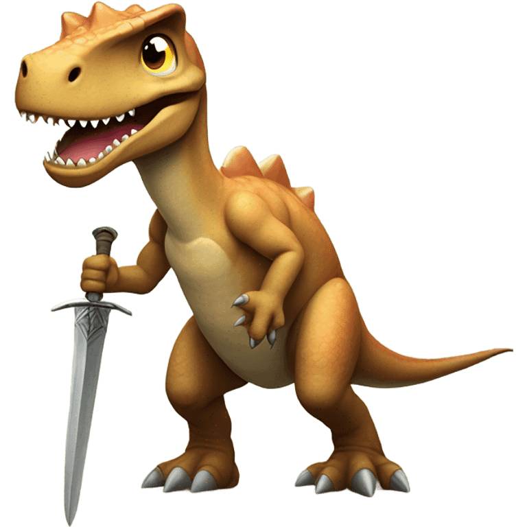 Dinosaur with a sword emoji