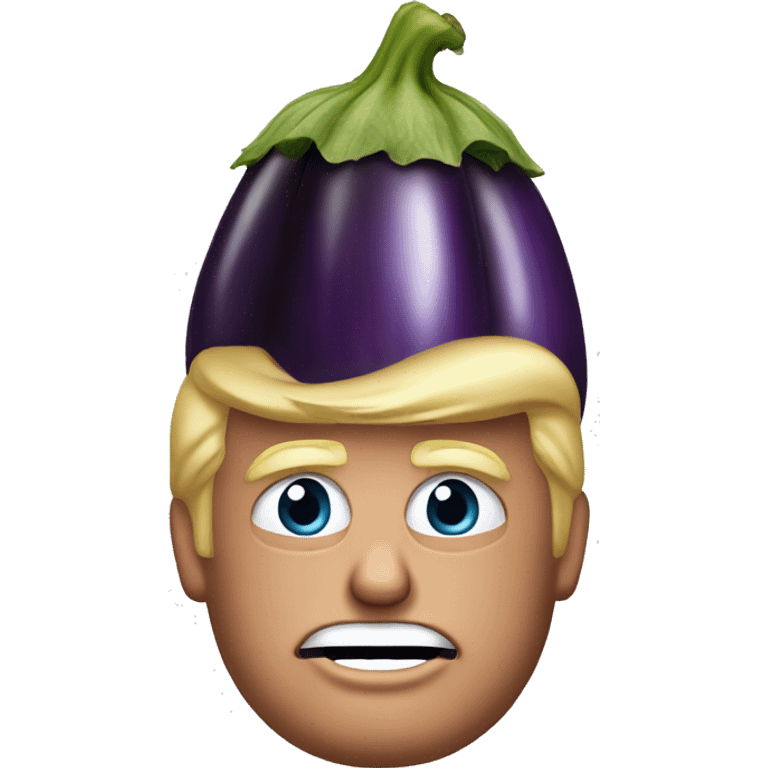 donald trump with eggplant on head emoji