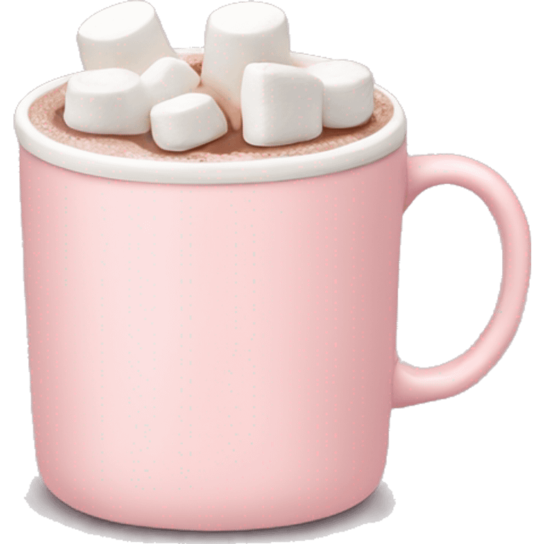 Light Pink mug of hot chocolate with marshmallows  emoji