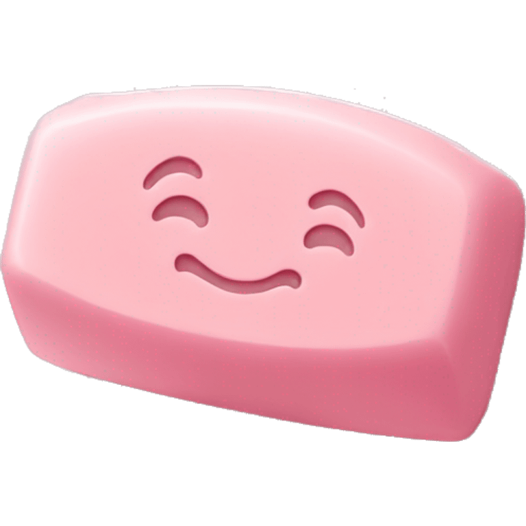 Light pink soap bar sitting on a soap holder emoji