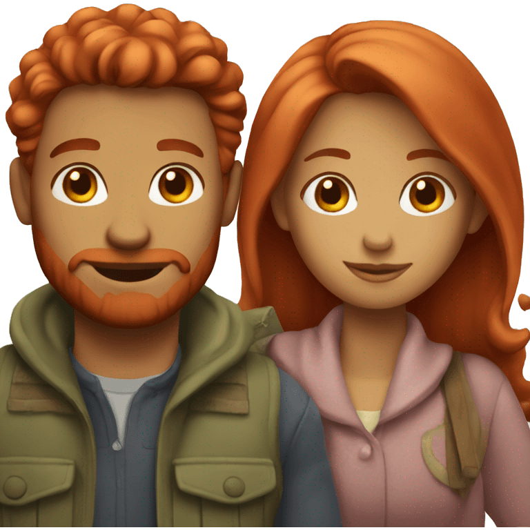 Red haired couple in love emoji