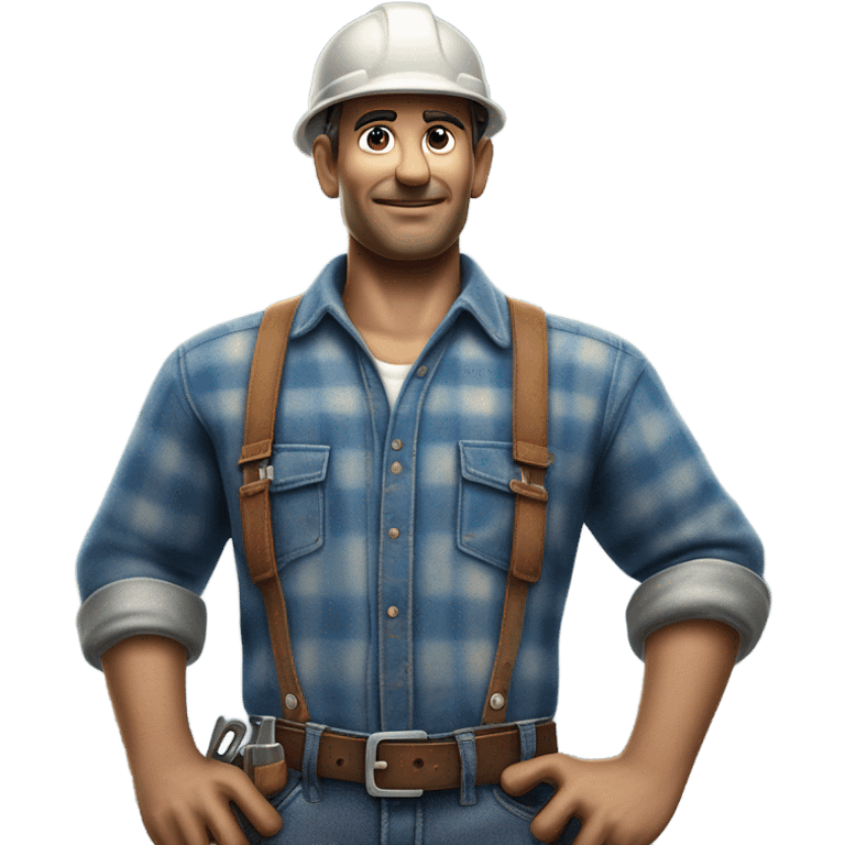 photorealistic blue collar worker 1950s emoji