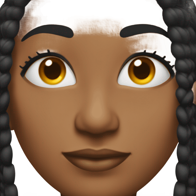 black woman with long black straight braids and lashes emoji