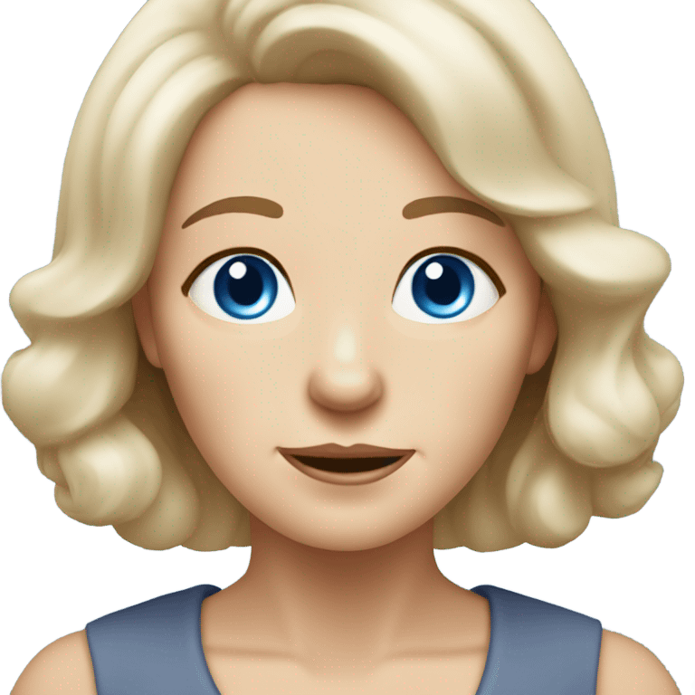 blue eyed old blonde lady with dark brown Cockapoo puppy dog emoji