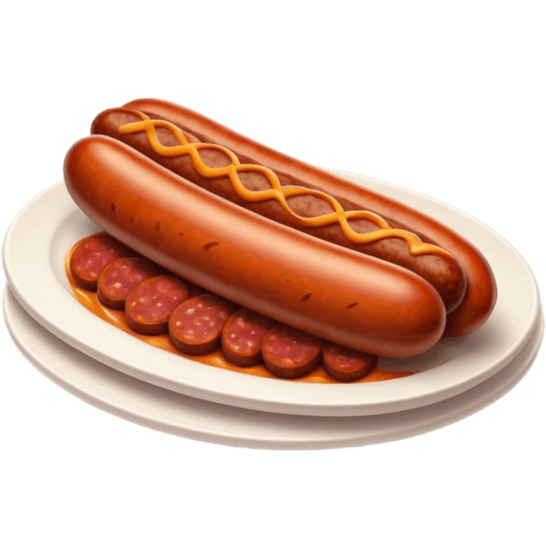 Chorizo Cinematic Realistic Chorizo Dish Emoji, depicted as a single, perfectly spiced sausage, rendered with rich textures and dynamic, appetizing lighting. emoji