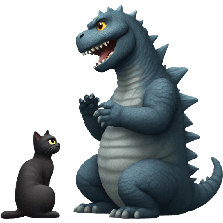 Godzilla petting cat emoji