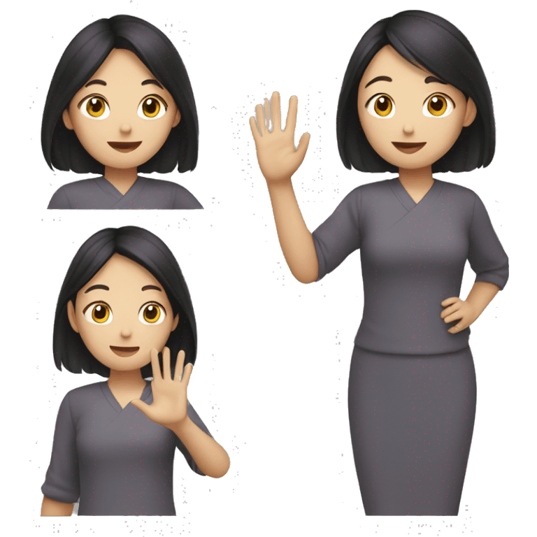 asian girl waving her hand emoji