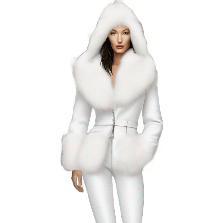 Bella hadid in white fur, minimalist style  emoji