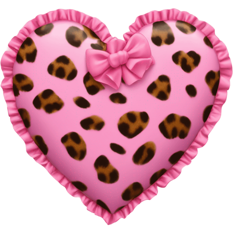 Leopard print heart with pink ruffles emoji