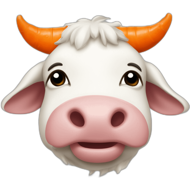 Une vache avec des carottes à la place des cornes emoji