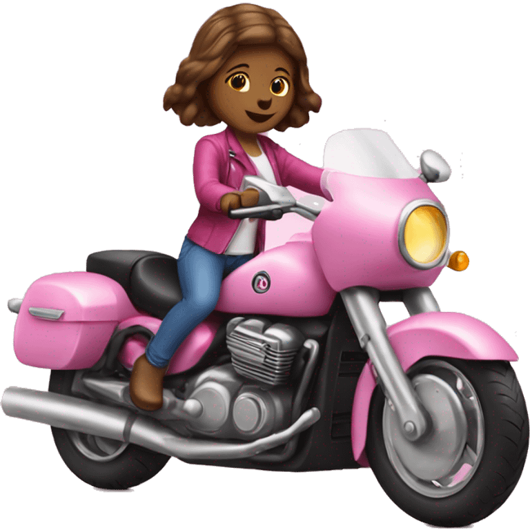 a girl riding a pink motorcycle emoji